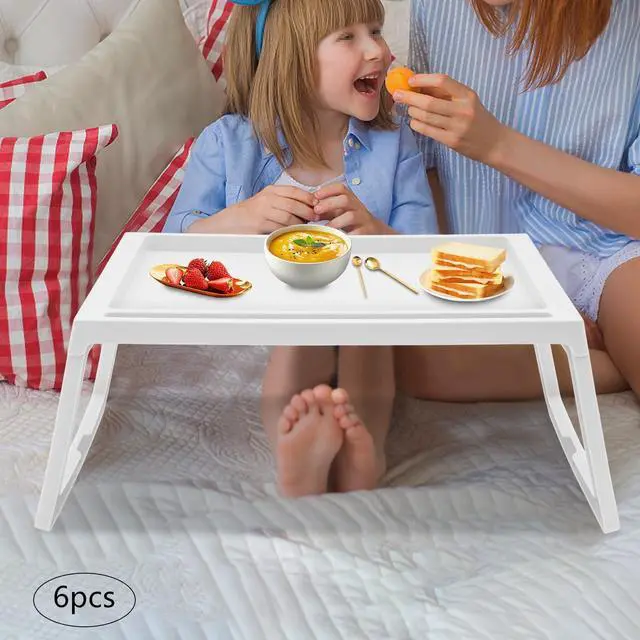 Alt view image 12 of 14 - Kids Lap Desk, Set of 6 Lap Desk for Laptop - Foldable Laptop Desk for Bed and Couch, Portable and Lightweight Tablet Stand for Bed Breakfast, Working, Reading, and Writing, White