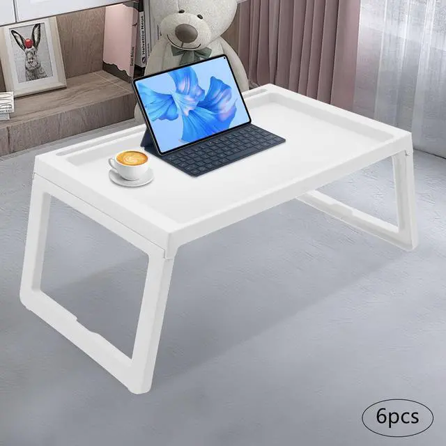 Alt view image 14 of 14 - Kids Lap Desk, Set of 6 Lap Desk for Laptop - Foldable Laptop Desk for Bed and Couch, Portable and Lightweight Tablet Stand for Bed Breakfast, Working, Reading, and Writing, White