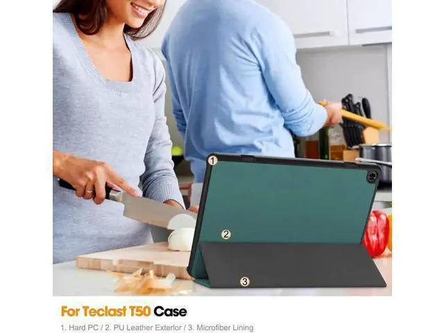 Alt view image 10 of 14 - Case for TECLAST T50 11 inch , Tri fold Slim Lightweight Hard Shell Smart Protective Cover with Multi-Angle Stand, Universal Stylus Pen Dark Green