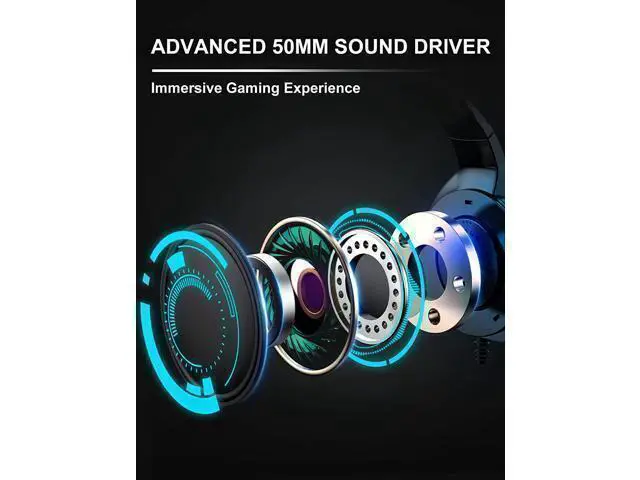 Alt view image 9 of 12 - Gaming Headset with Microphone, Headphones with LED RGB Light, Stereo Surround Sound