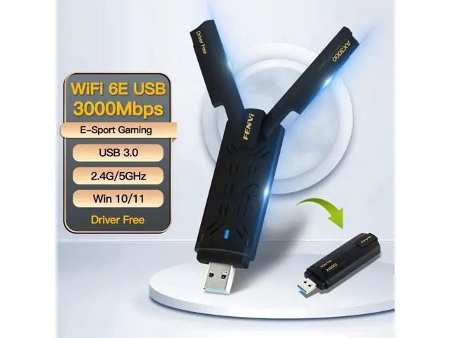 Alt view image 8 of 14 - WiFi6E USB3.0 WiFi Adapter AX3000 Tri-Band 2.4G/5G/6GHz Wireless Network Card WiFi Dongle Wlan Receiver For Win10/11 Driver Free