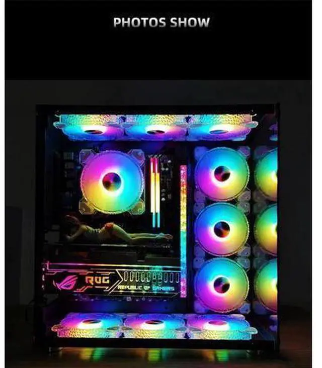 Alt view image 11 of 14 - RGB Case Fan Kit 120mm Fan ARGB RGB Cooling Ventilador 6PIN Rainbow Computer Chassis Fans 12V Silent Adjust 12cm Aura Sync