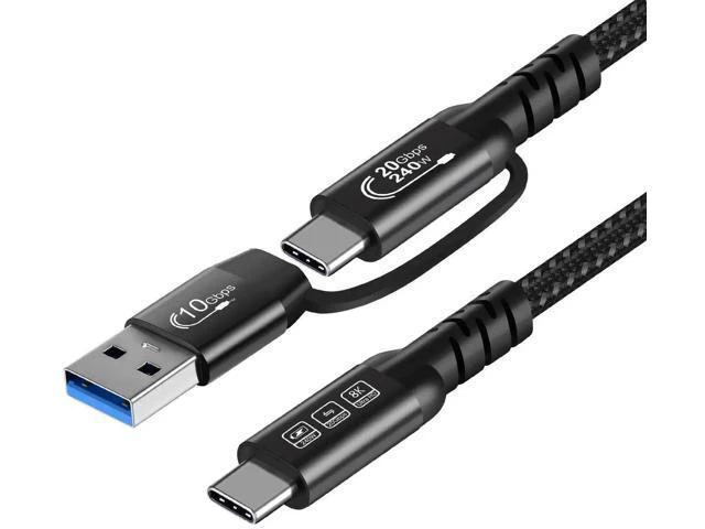 Alt view image 8 of 14 - Aomoproing USB2.0 A to USB C 3.2 Type C 20Gbps Male to Male Detachable 2m 6.6ft Cable Data Extension 10Gbps 240W Fast Charge 8K Ultra HD Video Data Connection Power Line