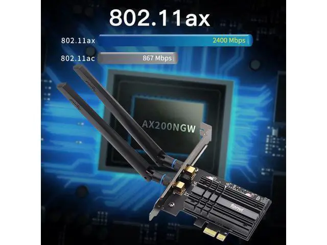 Alt view image 9 of 14 - Dual band 3000Mbps Wifi 6 Intel AX200 PCIe Wireless Wifi Adapter 2.4G/5Ghz 802.11ac/ax Bluetooth 5.0 AX200NGW Wi-fi Card For PC