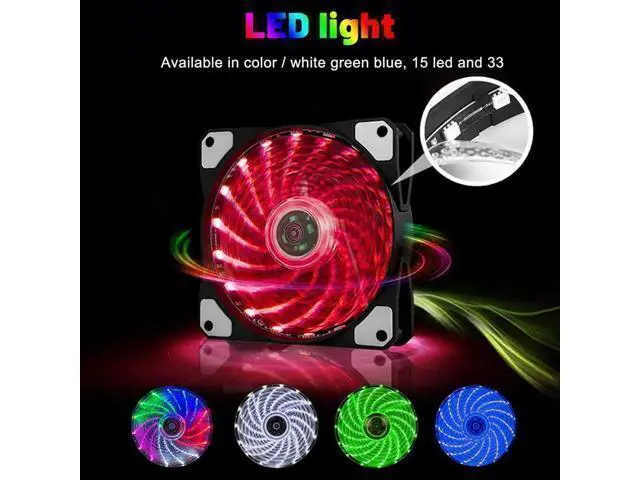 Alt view image 9 of 14 - RGB PC Case Fans Computer Case Cooling Fan 12V DC 15 Lights Streamer Chassis Fan 12CM RGB LED PWM Light Heat Dissipation Fan