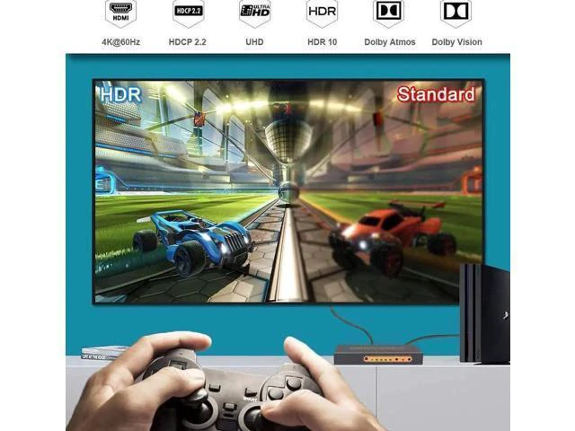 Alt view image 14 of 14 - 4K @60Hz Premium 5 Port HDMI Switch with Remote, 5 in 1 Out 4Kx2K HDMI Auto Switcher, 5x1 HDMI Switch Support UHD, HDR10, Dolby Vision, Atmos, YCbCr 4:4:4, HDCP2.2 and CEC (with US Power Adapter)