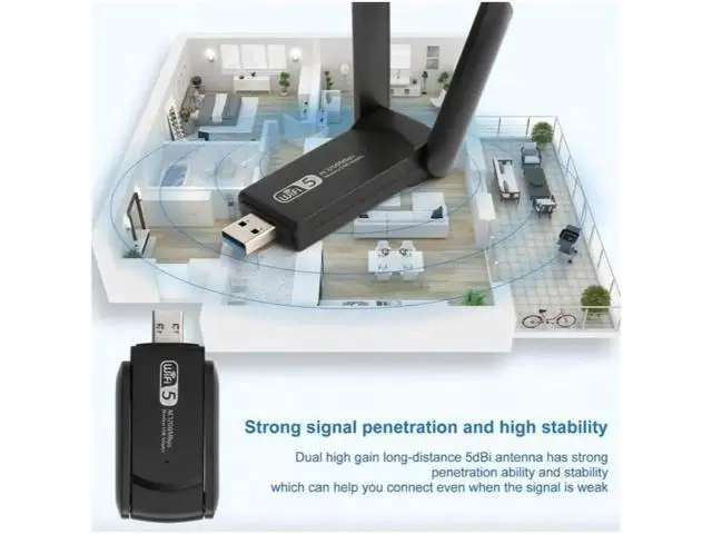 Alt view image 8 of 10 - Aomoproing 1200Mbps Long Range AC1200 Dual Band 5GHz Wireless USB 3.0 WiFi Adapter Antennas