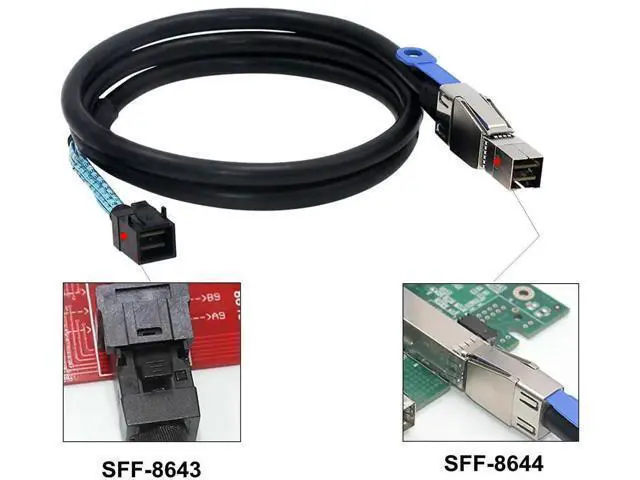Alt view image 9 of 12 - 1M 3.3FT External SFF-8644 to Internal SFF-8643 Mini SAS HD Interconnect Cable, 12Gbps Server RAID Storage Data Cable