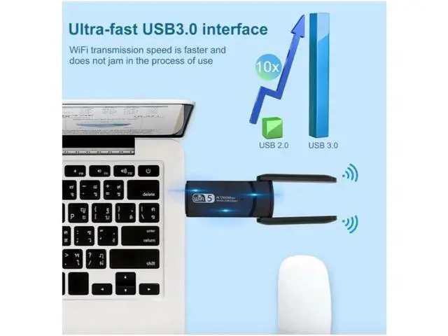 Alt view image 10 of 10 - Aomoproing 1200Mbps Long Range AC1200 Dual Band 5GHz Wireless USB 3.0 WiFi Adapter Antennas