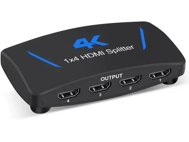 Alt view image 6 of 10 - AOMOPROING 4K HDMI Splitter 1 in 4 Out, 1x4 HDMI Splitter Duplicate/Mirror Screen, 4 Port HDMI Splitter Powered Support 4Kx2K@30Hz 3D for PS5, TV Box - Copy 1 Source to 4 Displays(Not Extend)
