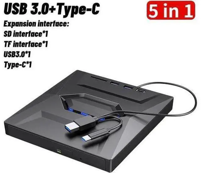 Alt view image 8 of 14 - 5 in 1 USB 3.0 Type C External CD DVD RW VCD Optical Drive with SD/TF Ports DVD Burner CD Writer Super Drive For Laptop Notebook