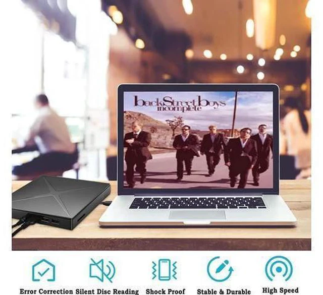 Alt view image 10 of 12 - 5 in 1 External CD/DVD Drive for Laptop, Ultra Slim USB 3.0 Type-C CD DVD +/-RW Burner, Optical Disk Drive Player with 2 USB Ports and TF/SD Reader, for Laptop Mac PC Windows 11/10/8/7 Linux OS