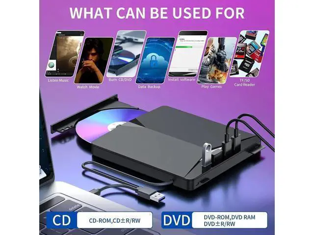 Alt view image 8 of 14 - 7-in-1 USB 3.0 Type C External CD DVD RW Optical Drive DVD Burner Reader Player Super Optical Drive For PC Laptop Notebook