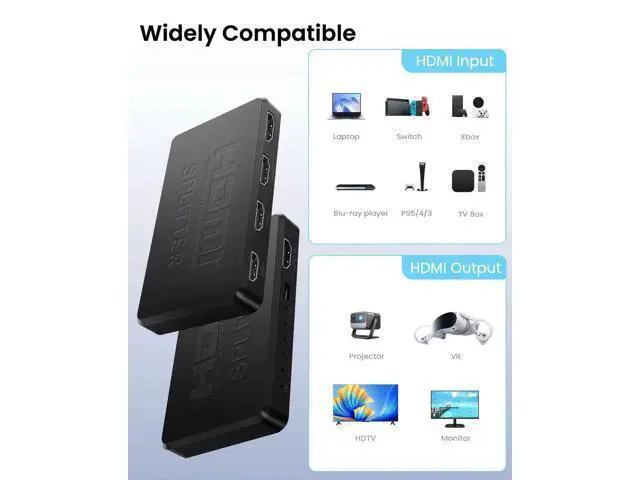 Alt view image 10 of 14 - Aomoproing HDMI Splitter 1 in 4 Out Support Duplicate/Mirror 1 Source Screen to 4 HDM-I Display Devices(Not Extend), 4 Port Hdmi Splitters for 3D,1080P, UHD TV(Not Include HDMI Cable)