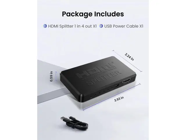 Alt view image 13 of 14 - Aomoproing HDMI Splitter 1 in 4 Out Support Duplicate/Mirror 1 Source Screen to 4 HDM-I Display Devices(Not Extend), 4 Port Hdmi Splitters for 3D,1080P, UHD TV(Not Include HDMI Cable)