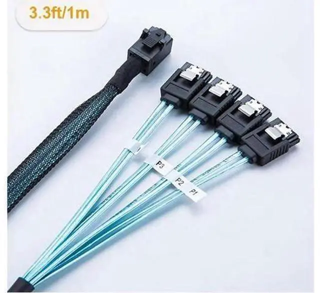 Alt view image 12 of 12 - Aomoproing Internal HD Mini SAS (SFF-8643 Host) - 4X SATA (Target) Cable,SFF-8643 to 4X SATA Cable, SFF-8643 for Controller, 4 Sata Connect to Hard Drive, 1M / 3.3FT