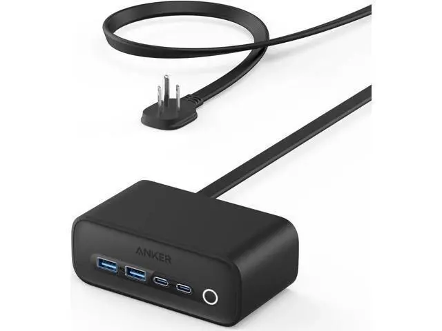 Alt view image 8 of 14 - 525 Charging Station 5 ft Thin Cord and Flat Plug 7-in-1 USB C Power Strip for iPhone 15/14 3 AC 2 USB A 2 USB C 65W Power Delivery Desktop Accessory for MacBook Pro Office (Phantom Black)