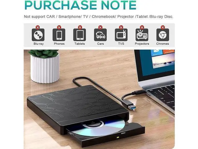 Alt view image 11 of 14 - External CD DVD Drive for laptop Windows 11 10, USB 3.0 and Type-C Portable CD DVD +/-RW ROM Drive Reader CD/DVD Burner Rewriter with SD TF Slot & 2x USB Ports, Slim DVD/CD Player for Linux, Mac OS