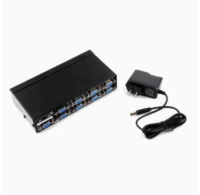 Alt view image 6 of 10 - Hd FJGEAR2508A splitter 1 in 8 out VGA splitter 1 drag 8 splitter and 12V 5A adapter interface 5.5*2.5mm