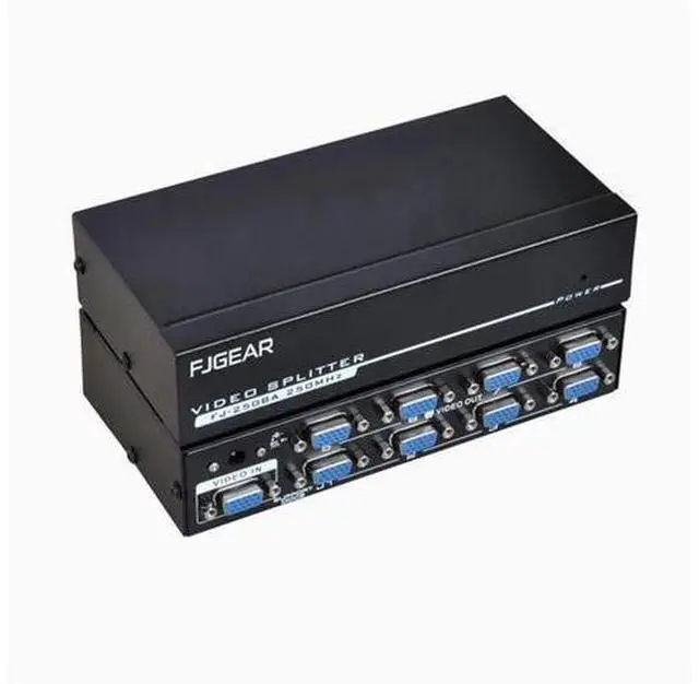 Alt view image 7 of 10 - Hd FJGEAR2508A splitter 1 in 8 out VGA splitter 1 drag 8 splitter and 12V 5A adapter interface 5.5*2.5mm