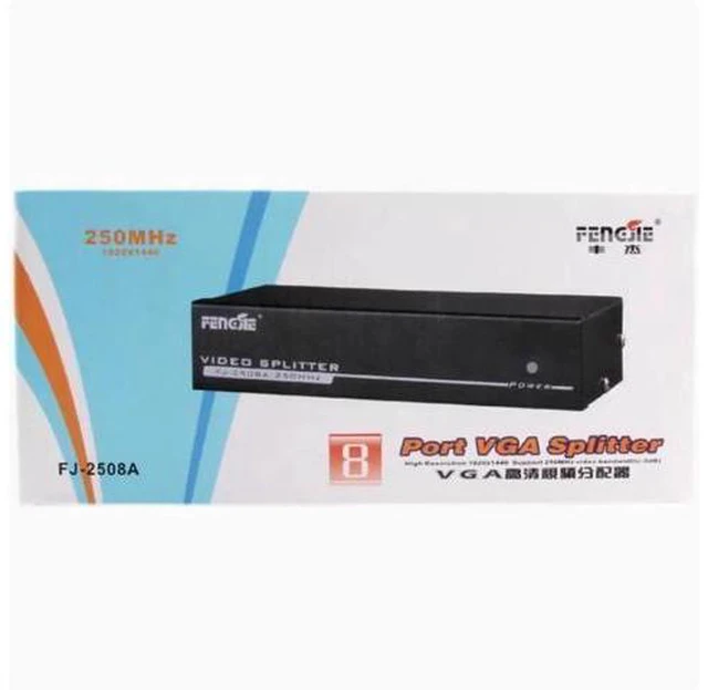 Alt view image 9 of 10 - Hd FJGEAR2508A splitter 1 in 8 out VGA splitter 1 drag 8 splitter and 12V 5A adapter interface 5.5*2.5mm