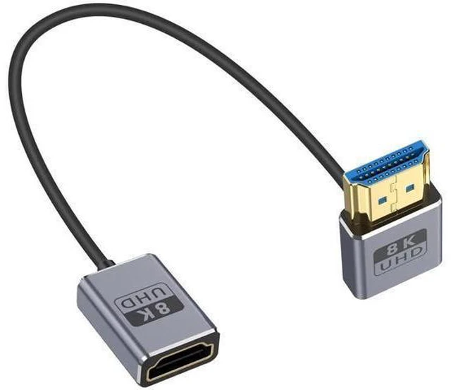 Alt view image 8 of 14 - AOMOPROING 8K 90 Degree HDMI Extension Cable 1FT, Down Angle HDMI Male to Female Cable (48Gbps Bandwidths, 8K@60Hz, 4K@240Hz) for GH5S, PS5, Xbox One Monitor,PC