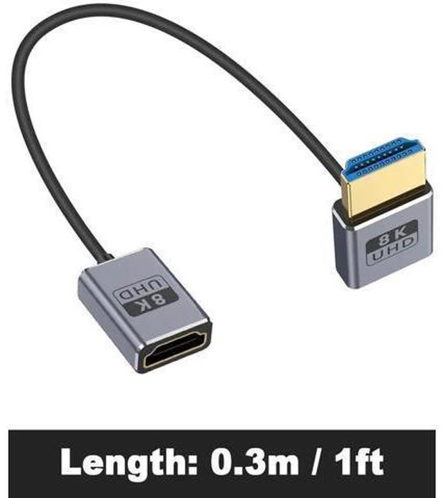 Alt view image 10 of 14 - AOMOPROING 8K 90 Degree HDMI Extension Cable 1FT, Down Angle HDMI Male to Female Cable (48Gbps Bandwidths, 8K@60Hz, 4K@240Hz) for GH5S, PS5, Xbox One Monitor,PC
