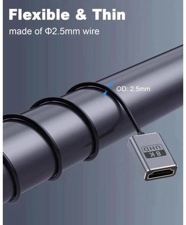 Alt view image 11 of 14 - AOMOPROING 8K 90 Degree HDMI Extension Cable 1FT, Down Angle HDMI Male to Female Cable (48Gbps Bandwidths, 8K@60Hz, 4K@240Hz) for GH5S, PS5, Xbox One Monitor,PC