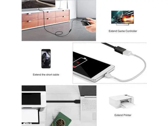 Alt view image 11 of 14 - Aomoproing 10 ft. USB 3.0 Extension Cable , USB 3.0 Extension Cable - A-Male to A-Female for USB Flash Drive, Card Reader, Hard Drive, Keyboard,Mouse,Playstation, Xbox, Printer, Camera