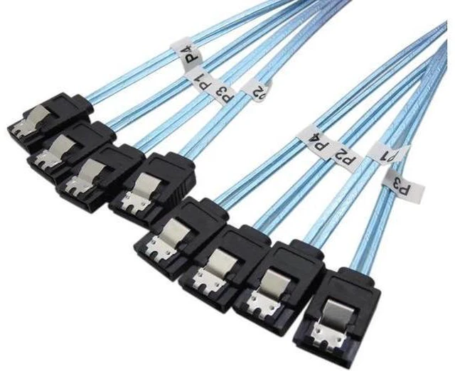 Alt view image 8 of 10 - Aomoproing High Speed 6Gbps 4pcs/set Sata Cable Sas Cable for Server 1M