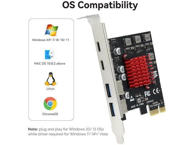Alt view image 13 of 14 - Aomoproing 4 Ports USB 3.1 PCIE Expansion Card (2 USB-A & 2 Type-C Ports) Superspeed PCI Express Expansion Card USB Card for Desktop PC Support Windows 11/10/8/7/XP/Vista, Self-Powered Supply