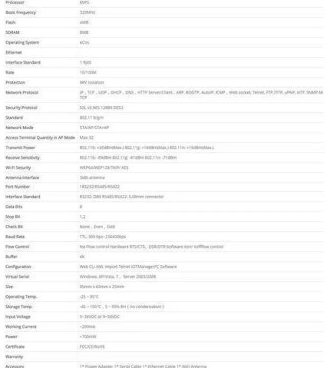 Alt view image 12 of 12 - Industrial Modbus Serial RS232 RS485 RS422 to WiFi Ethernet Converter Device TCP IP Telnet Modbus 4M Flash
