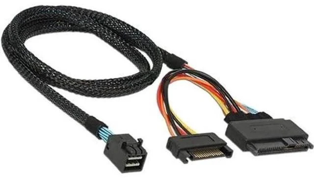 Alt view image 12 of 12 - Aomoproing Internal 12G U.2 Cable (HD MiniSAS SFF-8643 to U.2 SFF-8639) with SATA Power (50cm)