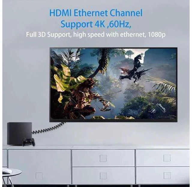 Alt view image 10 of 14 - AOMOPROING 4K HDMI Extension Cable 6FT/1.8M, Coiled HDMI Male to Female Cable Compatible for Nintendo Switch, Xbox One S 360, PS5, PS4, Roku TV Stick, Blu Ray Player, etc