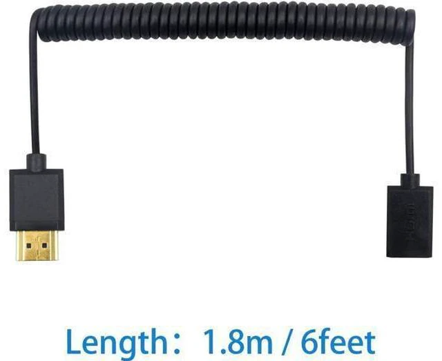 Alt view image 11 of 14 - AOMOPROING 4K HDMI Extension Cable 6FT/1.8M, Coiled HDMI Male to Female Cable Compatible for Nintendo Switch, Xbox One S 360, PS5, PS4, Roku TV Stick, Blu Ray Player, etc