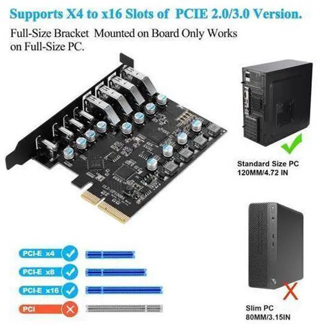Alt view image 9 of 10 - PCIe USB 3.2/3.1 Gen 2 Card 8 Ports (4X Type USB C - 4 USB A) Expansion Card 10Gbps USB C PCIe Card PC Internal USB hub for Windows 7/8/10 Linux and MacPro 4.1/5.1