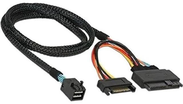 Alt view image 7 of 12 - Aomoproing Internal 12G U.2 Cable (HD MiniSAS SFF-8643 to U.2 SFF-8639) with SATA Power (50cm)