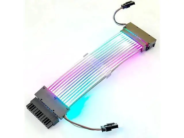 Alt view image 8 of 14 - ARGB Power Extension Cable Power Graphics Card Cable,Mainboard Extension Cable Power Luminous Cable,Dual Head Lamp 24Pin Row Synchronous Illusion Luminous Cable,Wire Harness Assembly,18AWG 41 * 0.16 T