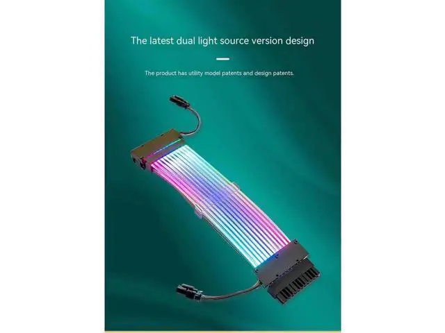 Alt view image 9 of 14 - ARGB Power Extension Cable Power Graphics Card Cable,Mainboard Extension Cable Power Luminous Cable,Dual Head Lamp 24Pin Row Synchronous Illusion Luminous Cable,Wire Harness Assembly,18AWG 41 * 0.16 T