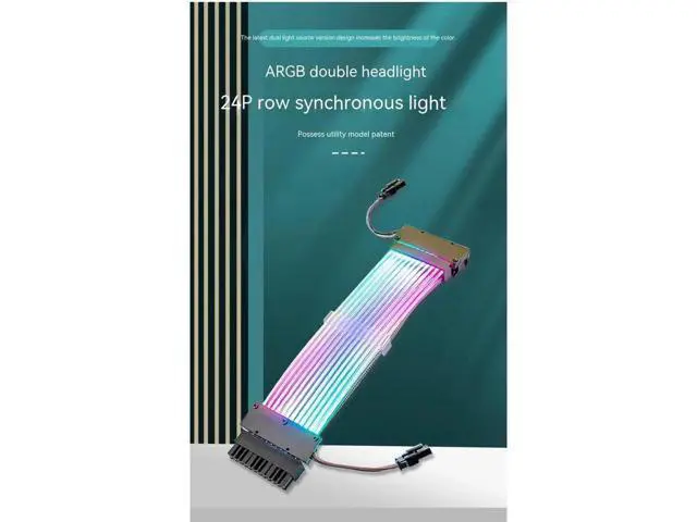 Alt view image 14 of 14 - ARGB Power Extension Cable Power Graphics Card Cable,Mainboard Extension Cable Power Luminous Cable,Dual Head Lamp 24Pin Row Synchronous Illusion Luminous Cable,Wire Harness Assembly,18AWG 41 * 0.16 T