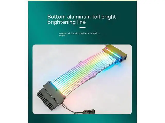 Alt view image 13 of 14 - ARGB Power Extension Cable Power Graphics Card Cable,Mainboard Extension Cable Power Luminous Cable,Dual Head Lamp 24Pin Row Synchronous Illusion Luminous Cable,Wire Harness Assembly,18AWG 41 * 0.16 T