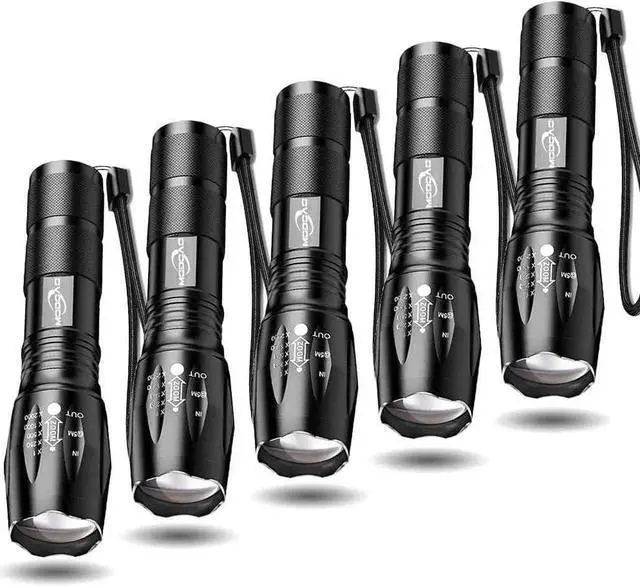 Alt view image 7 of 12 - Tactical Flashlight 5 Pack Tac Light Torch Flashlight Tactical Flashlight Brightest LED Flashlight with 5 Modes Adjustable Waterproof Flashlight for Biking Camping