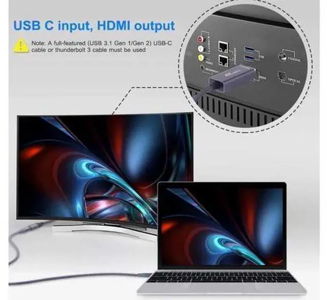 Alt view image 11 of 14 - AOMOPROING USB-C Female to HDMI Male Cable Adapter,USB Type C 3.1 Input to HDMI Ouput Converter,4K 60Hz USBC Thunderbolt 3 Adapter for New MacBook Pro,Mac Air,Chromebook Pixel and More