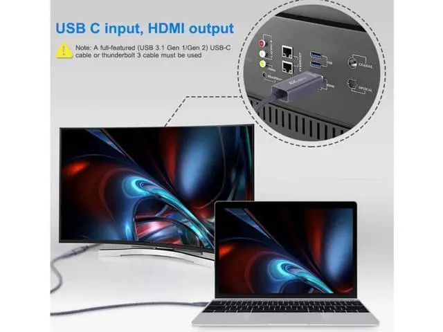 Alt view image 9 of 14 - USB-C Female to HDMI Male Cable Adapter,USB Type C 3.1 Input to HDMI Ouput Converter,4K 60Hz USBC Thunderbolt 3 Adapter for New MacBook Pro,Mac Air,Chromebook Pixel and More