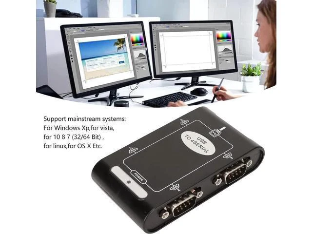 Alt view image 14 of 14 - USB to Serial Adapter, Com Reserved Function, 4 RS232 Ports, Compact Design Compact Design, USB to RS232 Adapter, Windows Compatible Suitable for Notebook Computers