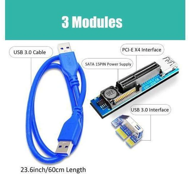 Alt view image 10 of 14 - Aomoproing UEX103 600mm PCIe 3.0 X1 to X4 Riser Cable (PCIe 3.0 X1 Bandwidth) for PCIe WiFi Card, M.2 PCIe Card, Firewire Card, USB PCIe Card, Sound Card, etc