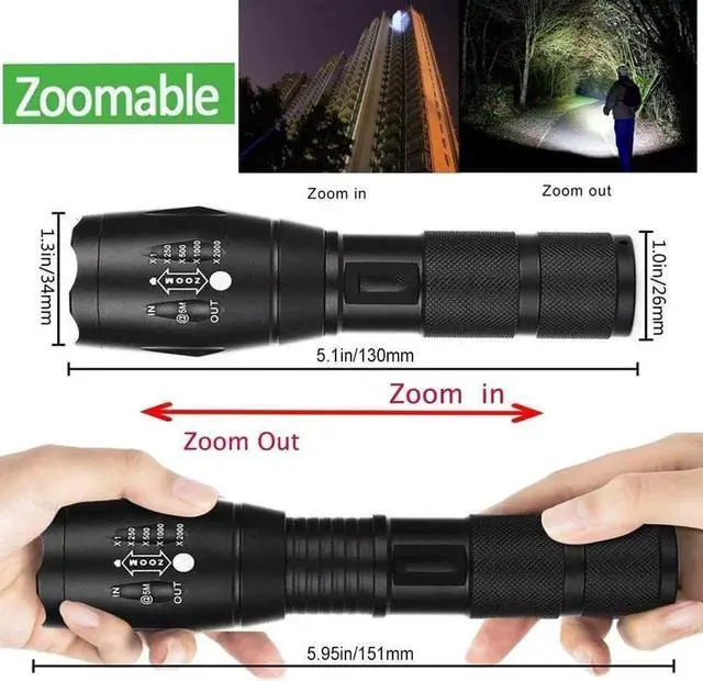 Alt view image 10 of 12 - Tactical Flashlight 5 Pack Tac Light Torch Flashlight Tactical Flashlight Brightest LED Flashlight with 5 Modes Adjustable Waterproof Flashlight for Biking Camping