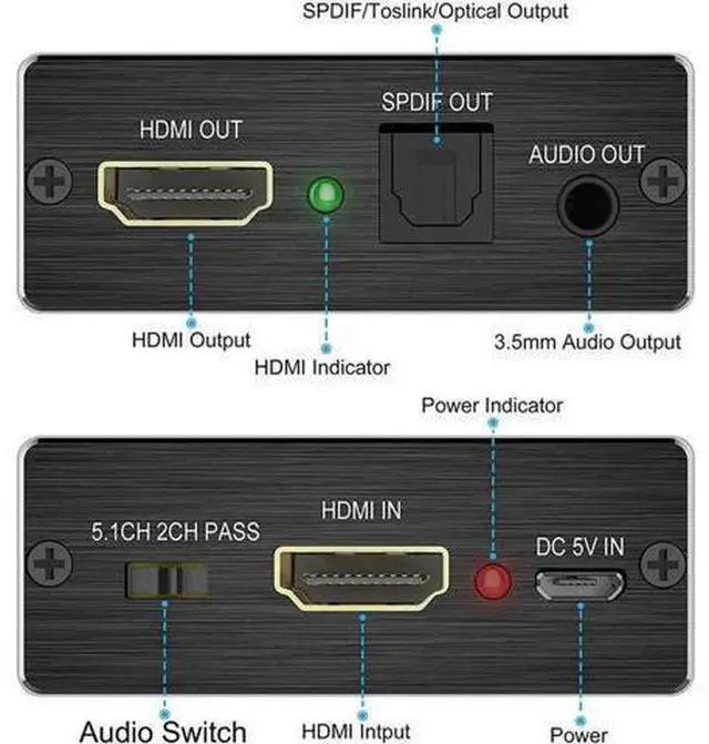 Alt view image 12 of 12 - 4K x 2K HDMI to HDMI and Optical TOSLINK SPDIF + 3.5mm Stereo Audio Extractor Converter HDMI Audio Splitter Adapter(HDMI Input, HDMI + Digital / Analog Audio Output)V-HDMI Converter