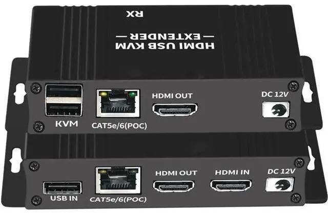 Alt view image 8 of 14 - HDMI KVM USB Extender 1080P 60Hz, HDMI KVM USB Extender Over Cat5/6 Ethernet Cable Signal Extension to 196FT/60M Support USB Keyboard Mouse Plug & Play (Transmitter and Receiver)