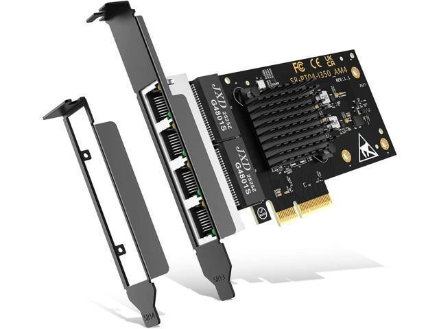 Alt view image 7 of 12 - 4 Port Gigabit Base-T Network Card Intel I350 Controller 4 Port 1G PCIe Ethernet Adapter 4 x 1Gbe RJ45 Port NIC Card Windows10/11/Windows Server/Linux